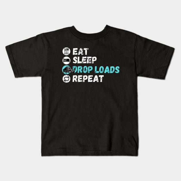 Eat Sleep Drop Loads Repeat Kids T-Shirt by maxdax